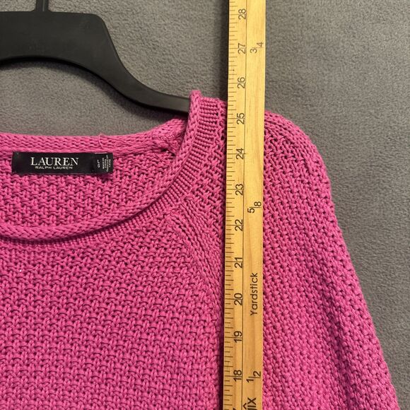 Lauren Ralph Lauren Roll Neck Chunky Knit Sweater Womens Size L Pink Preppy - Picture 5 of 7